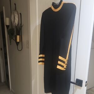 St. John Black and Gold Mini Dress